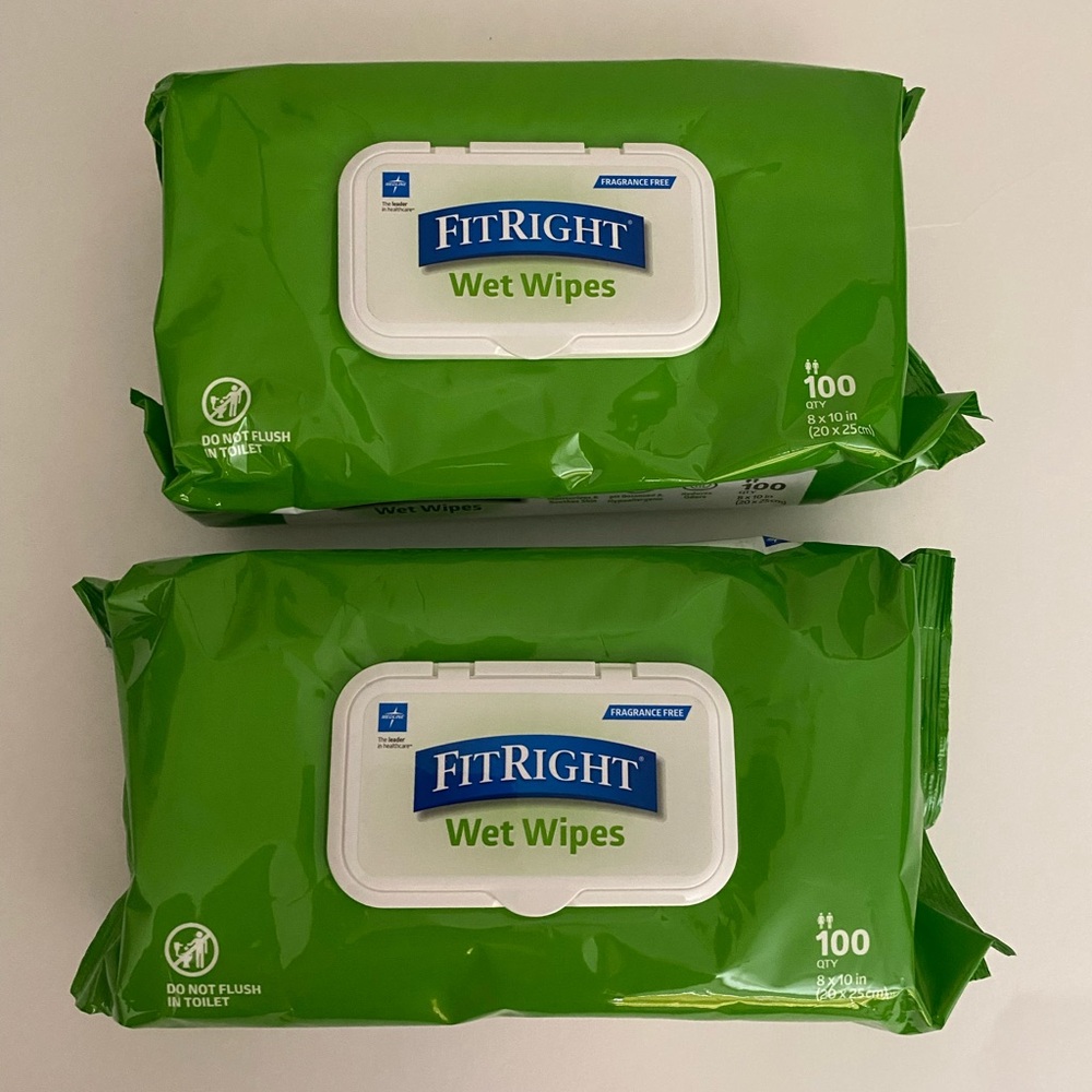 2 MedLine Fit Right Adult Wet Wipes Exp. 10/2027 (200 wipes)